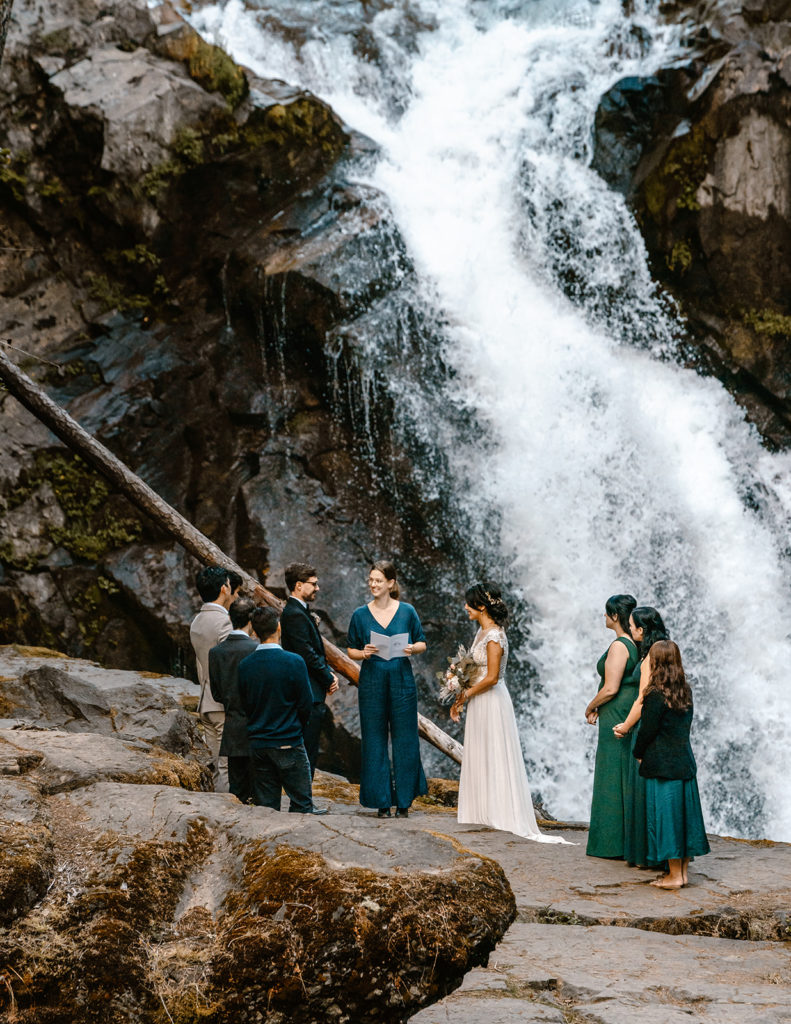 mt rainier waterfall wedding 