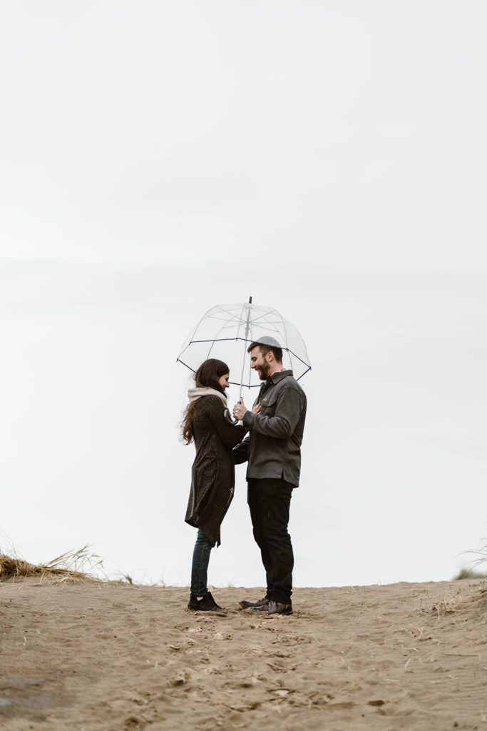 Rainy engagement photos