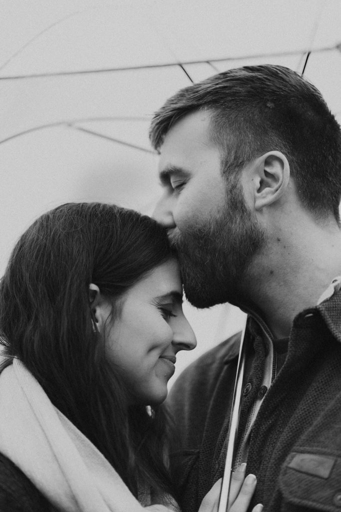 Rainy engagement photos